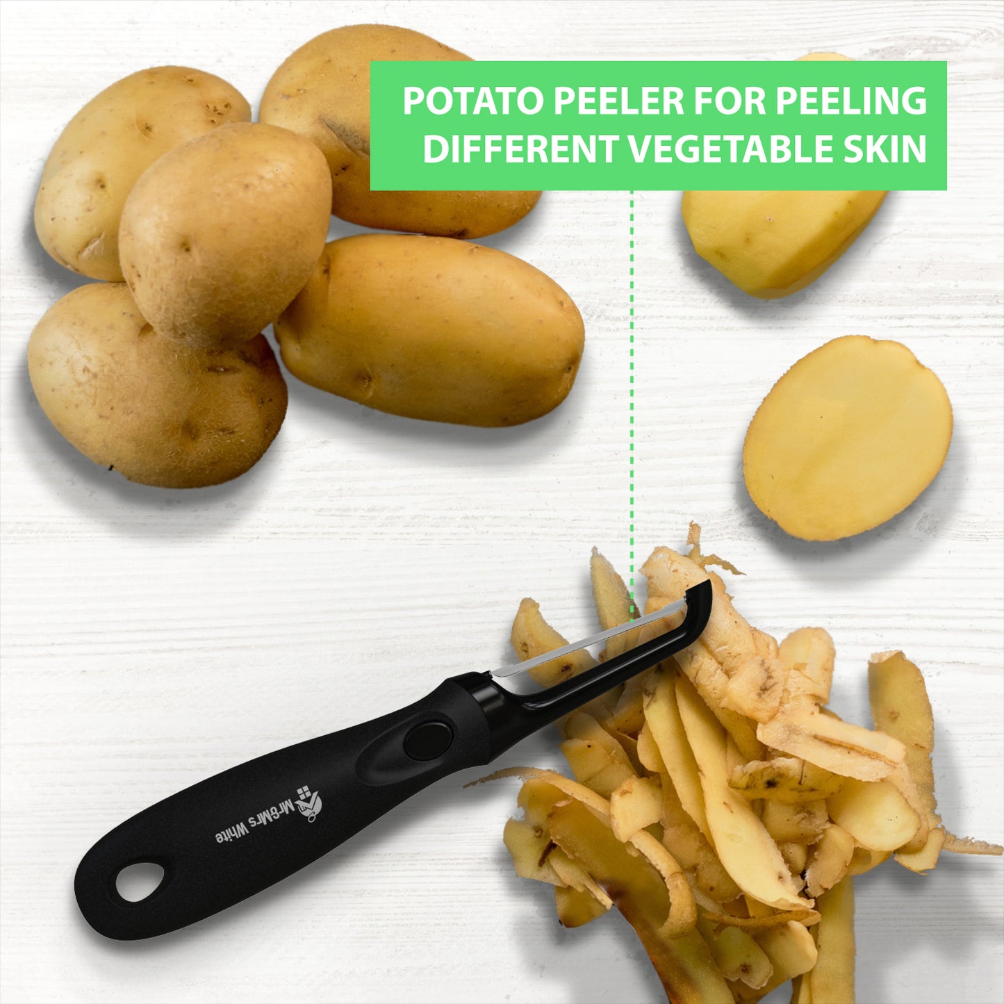 Trio Peeler Set – Black Julienne Vegetable Peeler – Stainless Steel Cabbage Carrot & Potato Peelers – Multifunctional Veggie and Fruit Peeler Set of 3