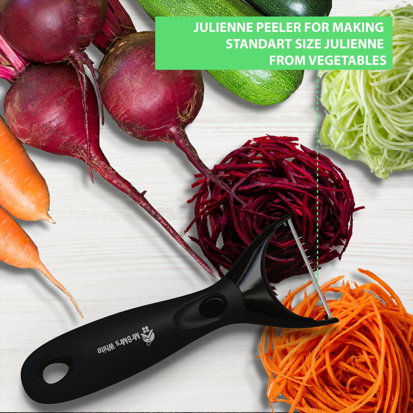 Trio Peeler Set – Black Julienne Vegetable Peeler – Stainless Steel Cabbage Carrot & Potato Peelers – Multifunctional Veggie and Fruit Peeler Set of 3