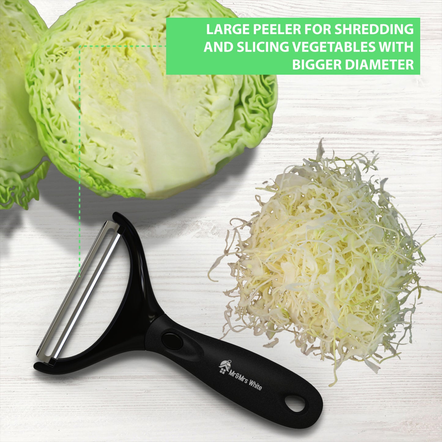 Trio Peeler Set – Black Julienne Vegetable Peeler – Stainless Steel Cabbage Carrot & Potato Peelers – Multifunctional Veggie and Fruit Peeler Set of 3
