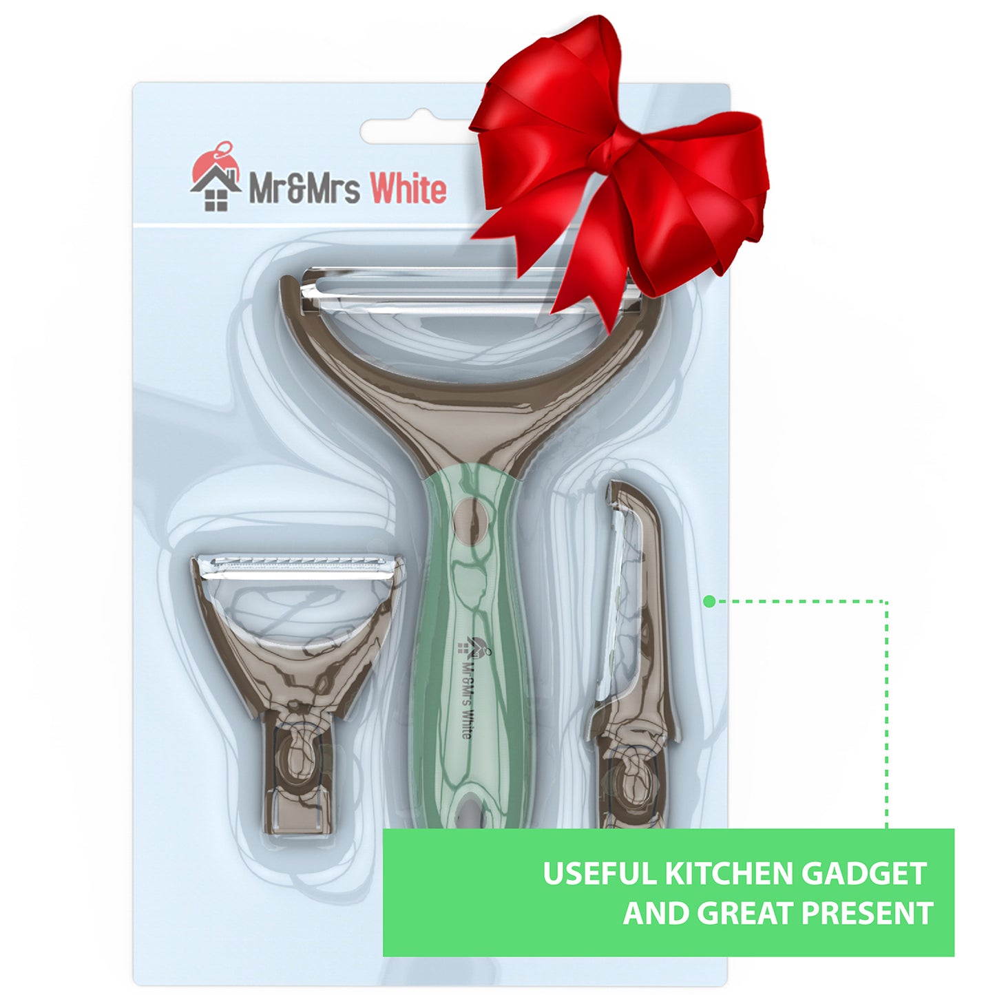 Trio Peeler Set – Blue Julienne Vegetable Peeler – Stainless Steel Cabbage Carrot & Potato Peelers – Multifunctional Veggie and Fruit Peeler Set of 3