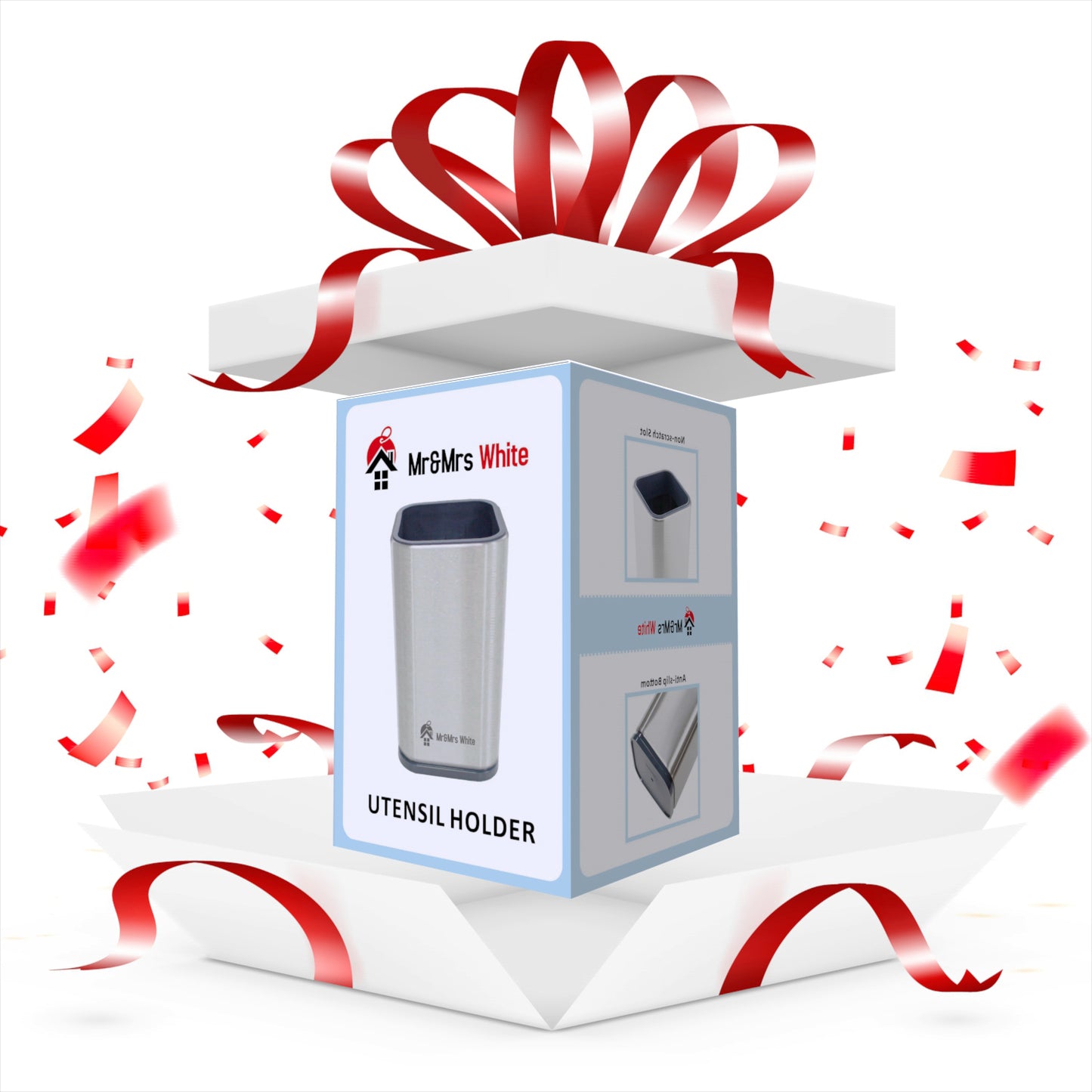 Utensil Holder - Kitchen Utensil Crock - Farmhouse Cooking Utensils Holder - Best Utensil Organizer Container - Premium Stainless Steel Utensil Holder