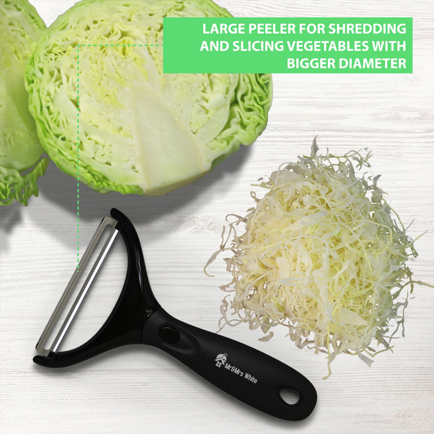 Trio Peeler Set – Green Julienne Vegetable Peeler – Stainless Steel Ca –  Mr&Mrs White Inc