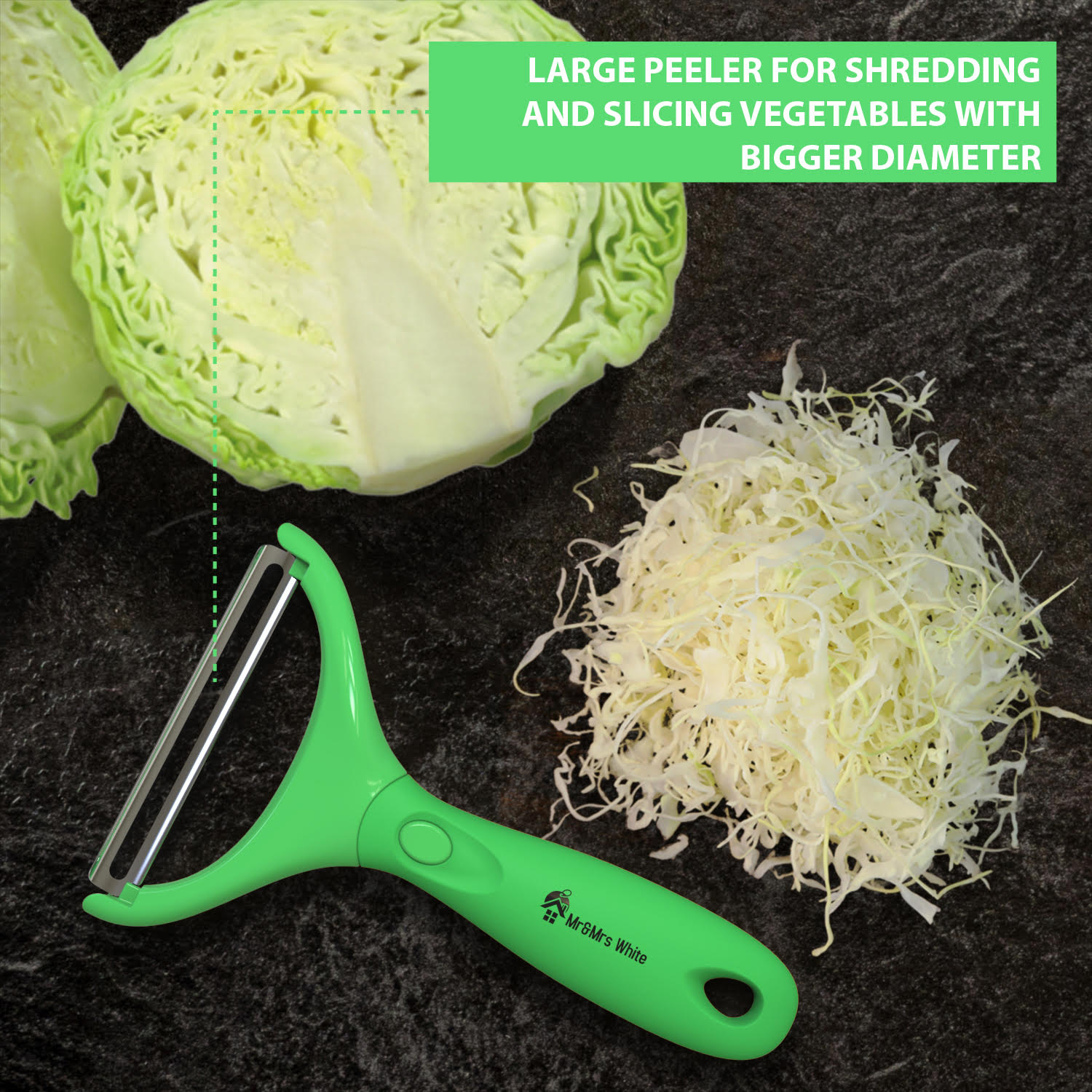 Trio Peeler Set – Green Julienne Vegetable Peeler – Stainless Steel Ca